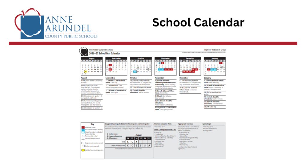 Your Go-To Guide for the AACPS Calendar 27-28 School Year