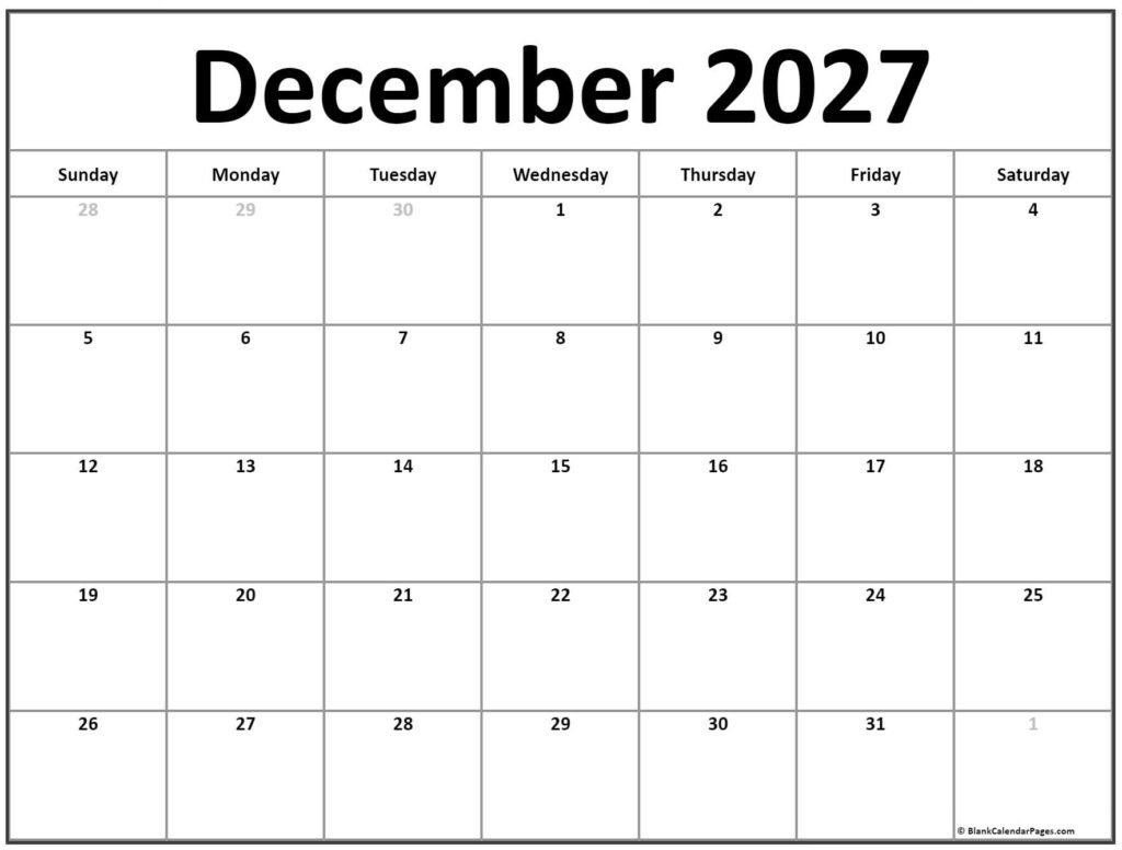 Blank Calendar December 2027 Free Printable: Your Ultimate Planning Tool