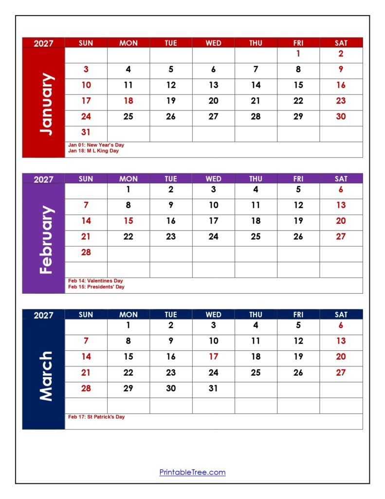 January March 2027 Calendar: Your Ultimate Q1 Planning Tool