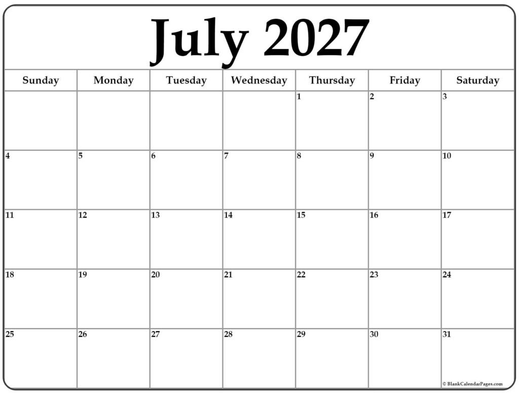 Your Ultimate July 2027 Calendar Template Guide: Plan Smart and Print Easy