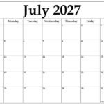 Your Ultimate Guide to the 2027 July Calendar Printable