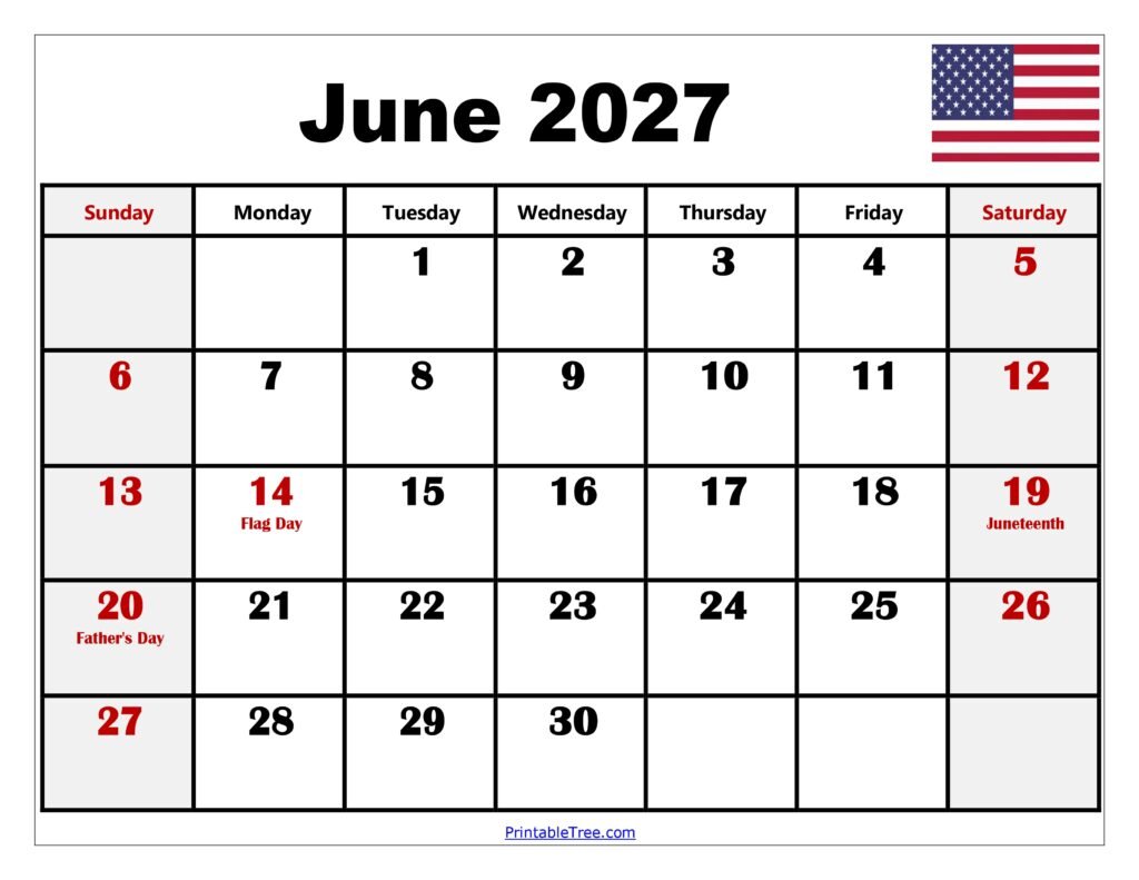 June 2027 Calendar With Holidays Printable: Your Ultimate Planning Companion