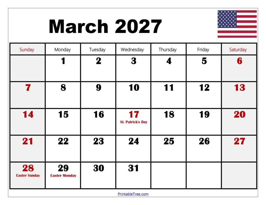 March Calendar 2027 With Holidays: Your Ultimate Guide