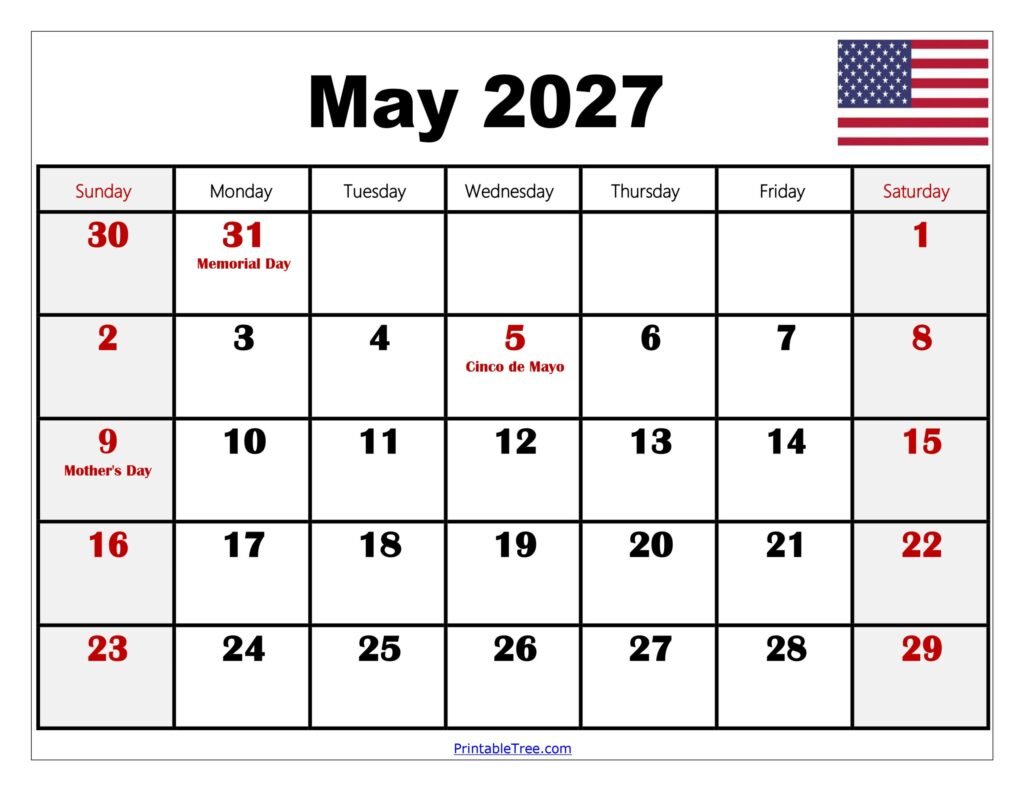 May 2027 Calendar with Holidays Printable: Your Ultimate Planning Companion