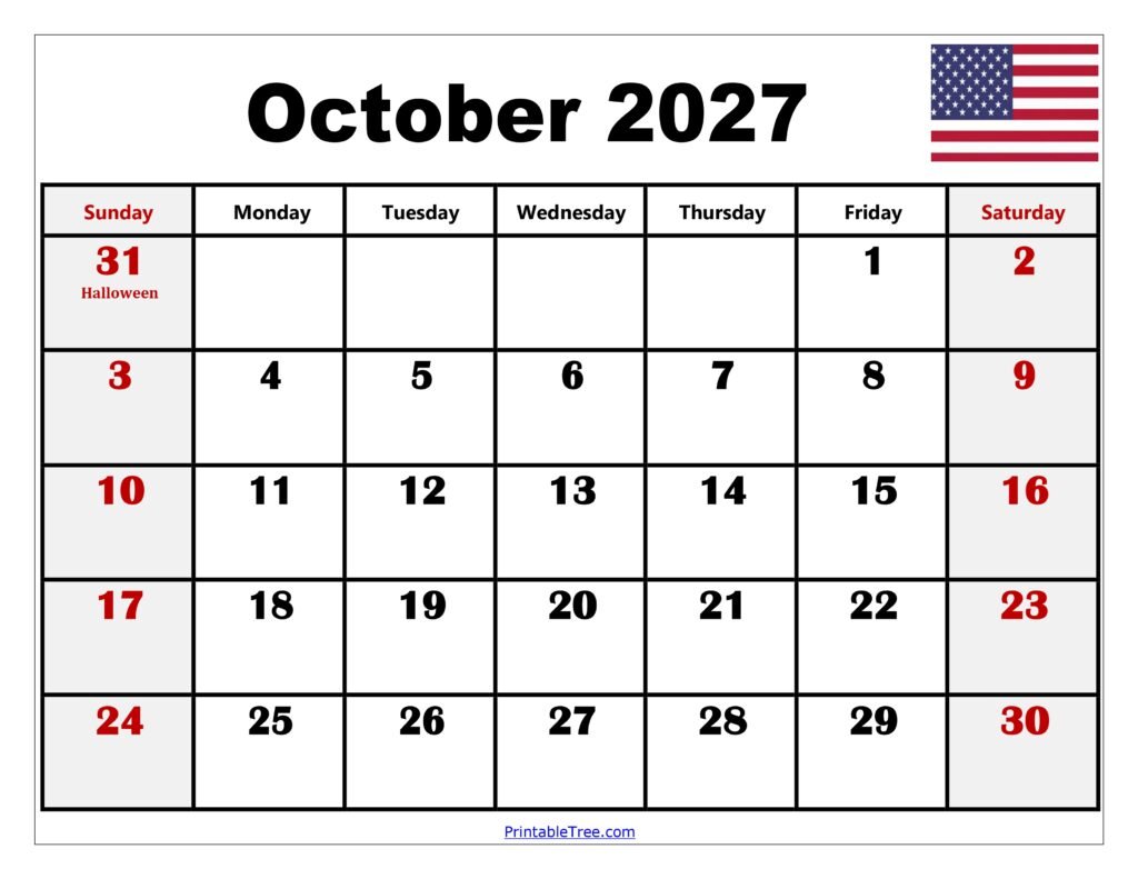 Grab Your Free Printable Calendar for October 2027: Stay Organized in Style!
