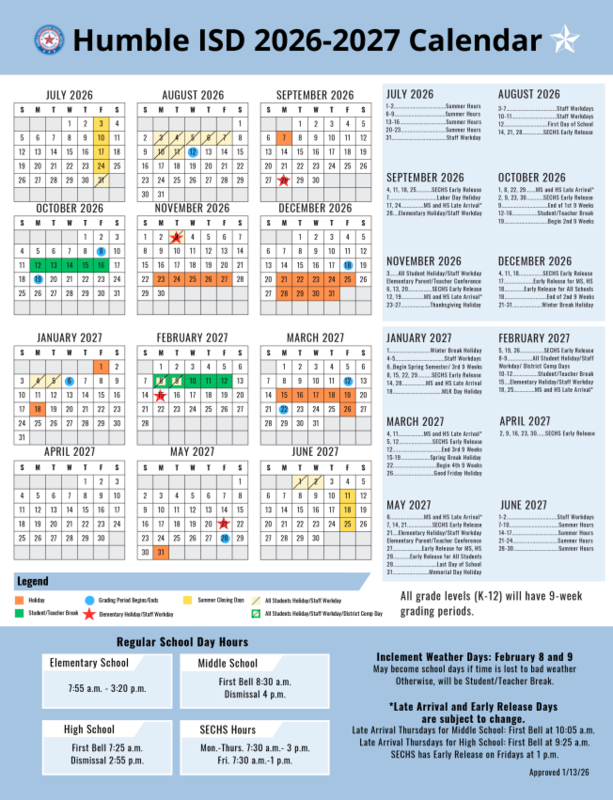 Humble ISD Calendar 27-28: Everything You Need to Know About the Upcoming School Year