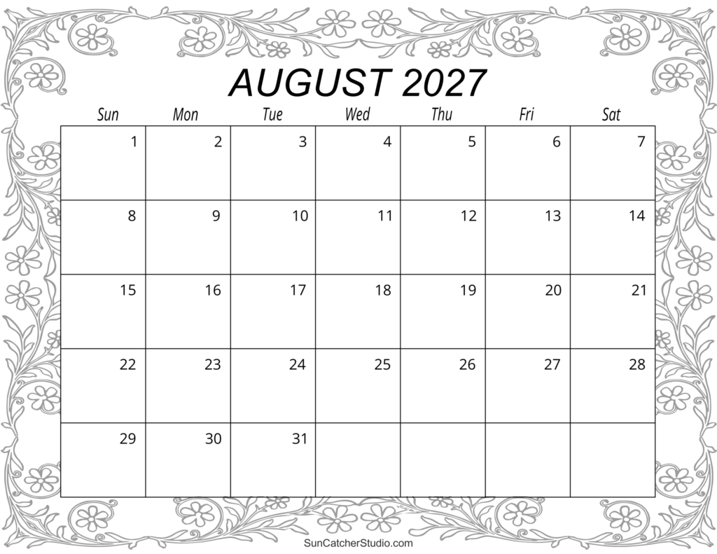 Blank August 2027 Calendar Printable PDF: Your Ultimate Planning Companion