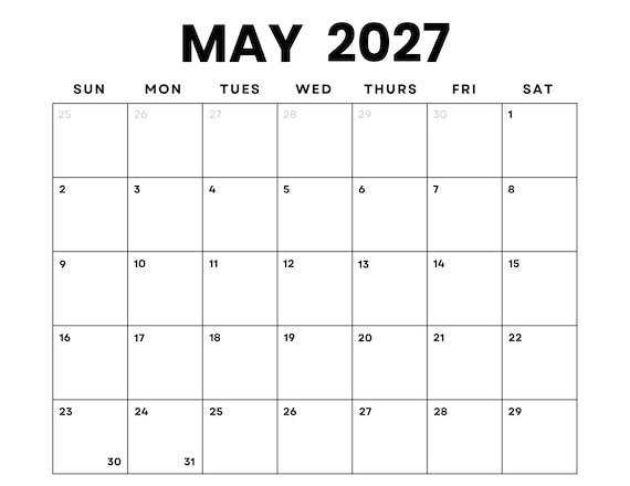2027 May Calendar Printable: Your Ultimate Guide to Planning
