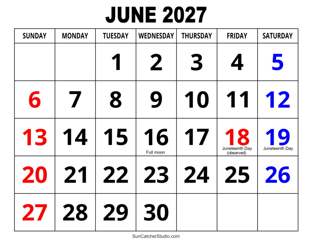 Get Your June 2027 Calendar Printable PDF Free: Ultimate Guide & Templates