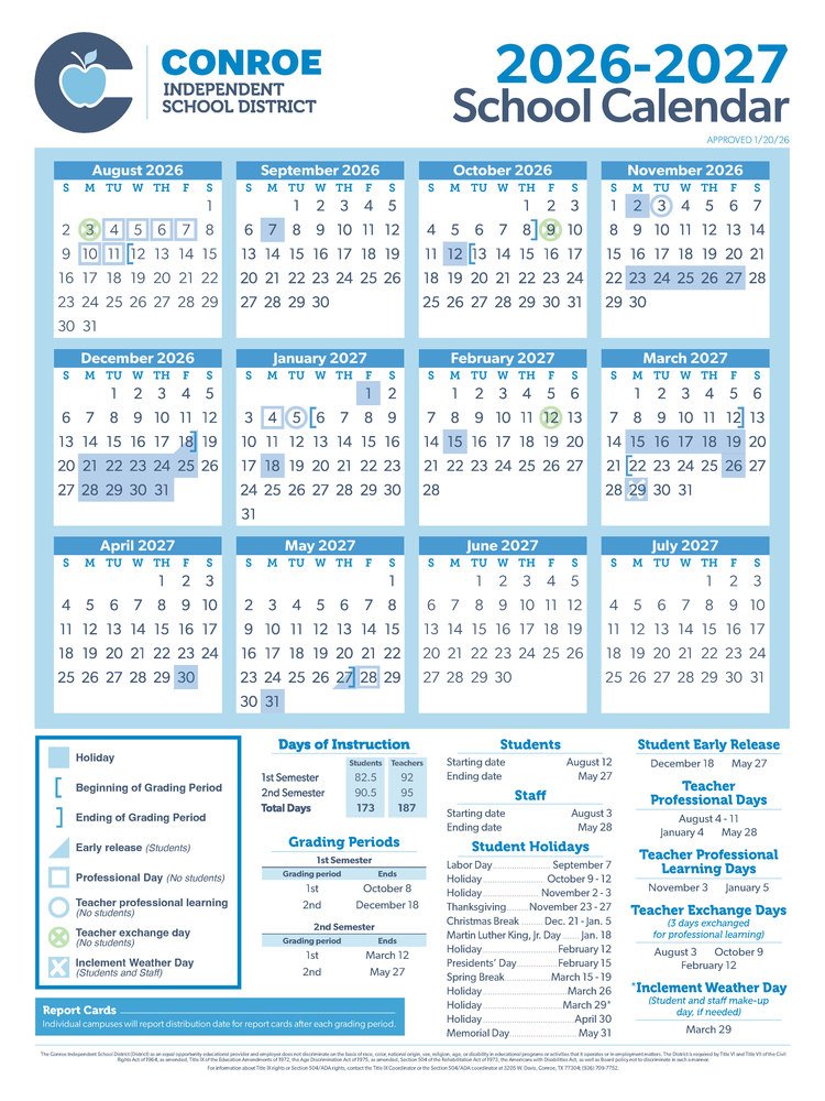 Your Essential Guide to the Conroe ISD Calendar for 2027-2028 School Year