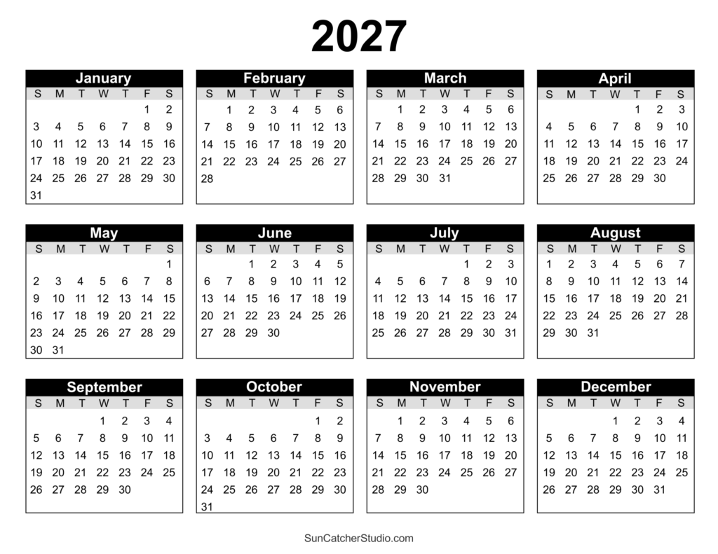 Your Ultimate 2027 Year At A Glance Calendar Printable: Plan Like a Pro